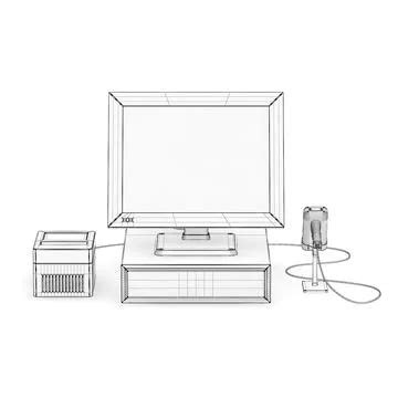 Cash Register with Scanner and Printer ~ 3D Model #96450026