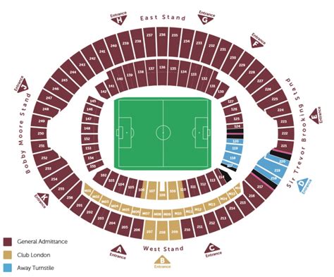 London Stadium Seating Chart 2021 | West Ham United Stadium Map ...