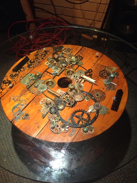 Steampunk Round Coffee Table Steampunk Industrial Crank Adjustable Round Coffee Table 42" - The ...