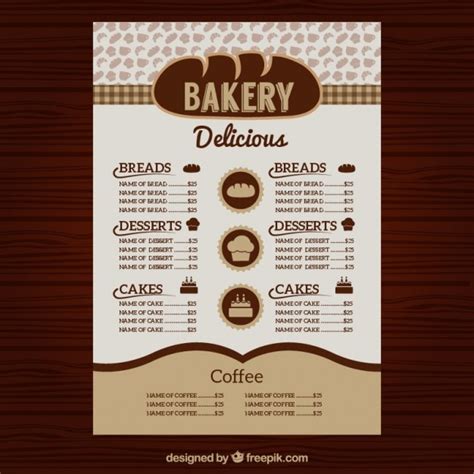 Bakery Menu Template Free Printable