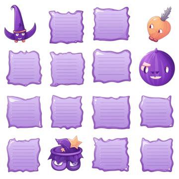 Purple Magic Crystal Note Paper Page Halloween Notebook Sheet Cartoon Flat Vector, Illustrations ...