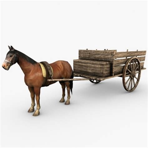 Wooden horse drawn cart 3D Model MAX OBJ 3DS C4D | CGTrader.com