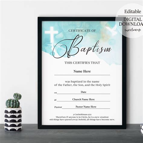 Baptism Certificate Download, 8.5x11 Baptism Certificate Edit ...