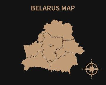 Premium Vector | Detailed old vintage map of belarus with compass and region border isolated on ...