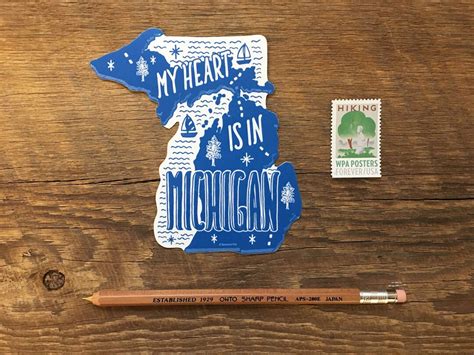 Michigan Sticker, Michigan State Sticker, Single Die Cut Vinyl Sticker ...