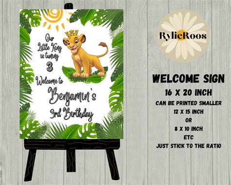 Lion King Birthday Welcome Sign Simba Birthday Welcome Sign - Etsy