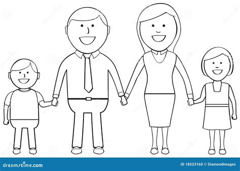 Outlined Happy Family stock vector. Illustration of cartoon - 18523160