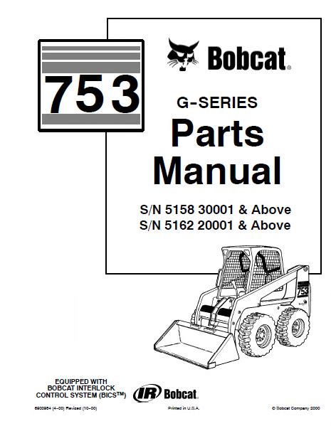 Bobcat 753 G-Series Skid Steer Loader Parts Manual PDF