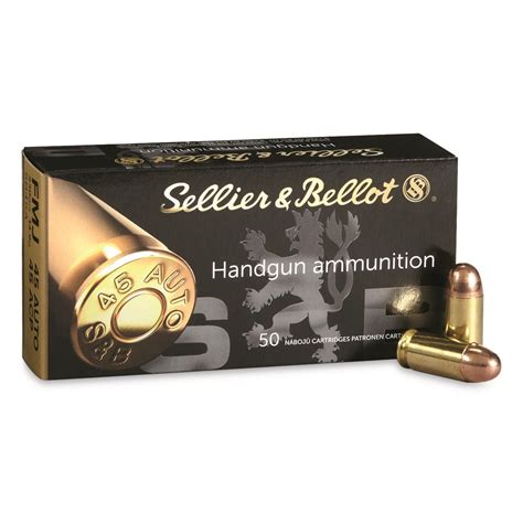 Sellier & Bellot, .45 ACP, FMJ, 230 Grain, 50 Rounds - 85660, .45 ACP ...