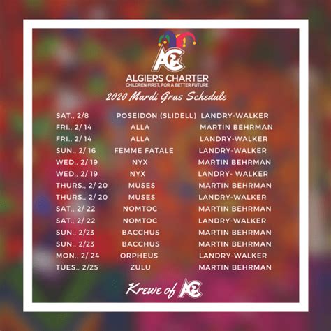 Mardi Gras Parade Schedule Algiers Charter - 2024 Calendar Printable