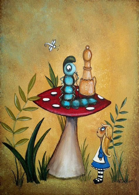 Alice In Wonderland Art Alice And The Caterpillar Painting by Charlene ...