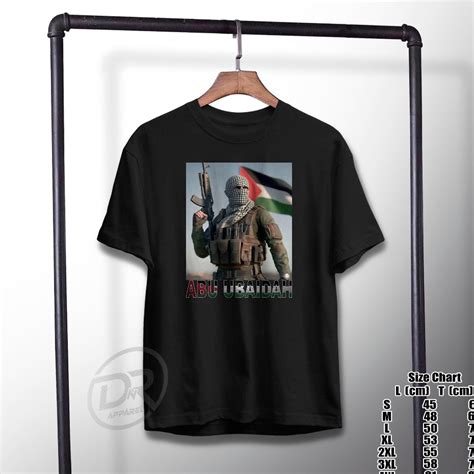 Jual Tshirt Baju Distro Kaos Abu Ubaidah Hamas / Kaos Palestina Pria / Kaos Free Palestine ...