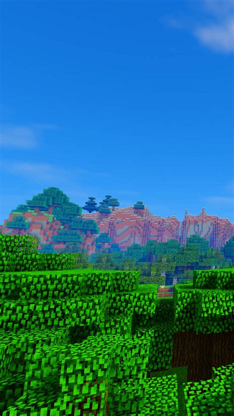 Download Minecraft Phone Green Nature Sky Wallpaper | Wallpapers.com