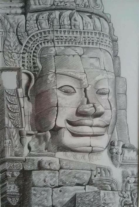 Pencil Angkor Wat Drawing Built from 802 to 1220 ad by the khmer civilization the temples at ...