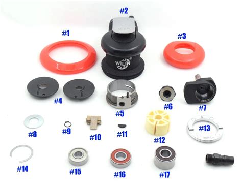 Industrial Air Random Orbital sander 5 inch Spare Parts Accessories Rotor Switch Vane Key ...