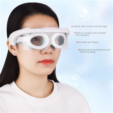 Portable Eye Massager Heat LED Light Therapy Vibration Massage Relieve Eye Fatigue Pouch Anti ...