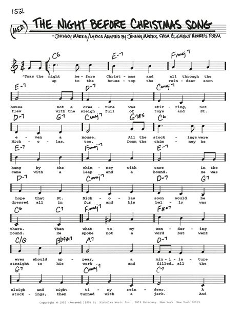 Johnny Marks - The Night Before Christmas Song sheet music