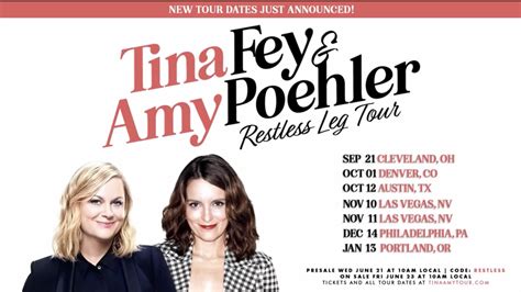 Tina Fey and Amy Poehler are bringing their "Restless Leg Tour" to Resorts World