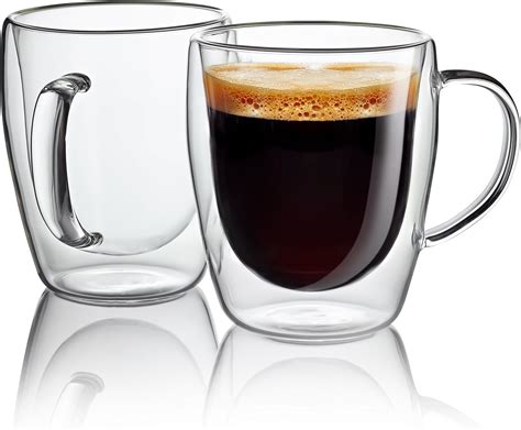 Glass coffee cup - 300 ML double walled glass mugs espresso coffee cups. Dishwasher. Microwave ...