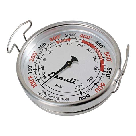 Escali AHG2 Extra Large Direct Grill Surface Thermometer, 100-600F Degree Range, Silver ...