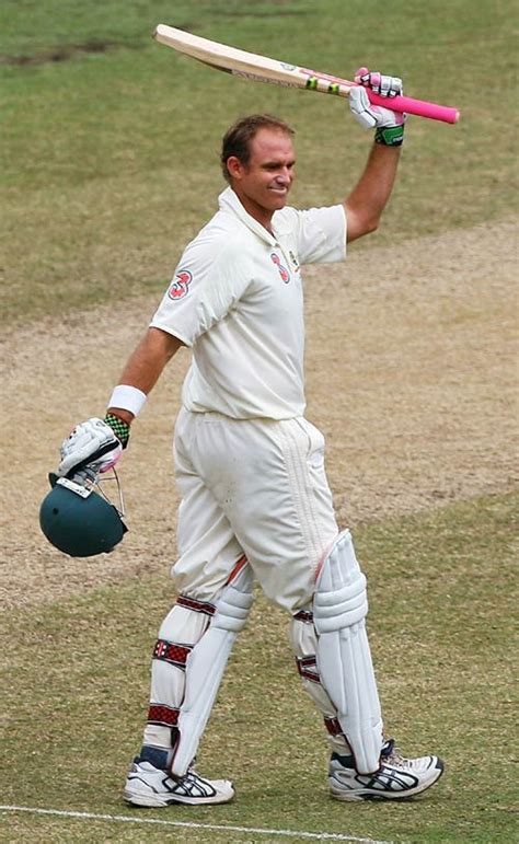 Matthew Hayden celebrates reaching a hard-fought century | ESPNcricinfo.com