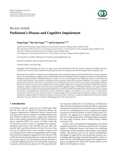 (PDF) Parkinson’s Disease and Cognitive Impairment