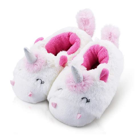 Buy LA PLAGE Girls Unicorn Slippers for Toddler Kid Comfortable Non-Skid Cozy Soft House ...