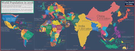 Cartogram of the world population (2018) - Vivid Maps