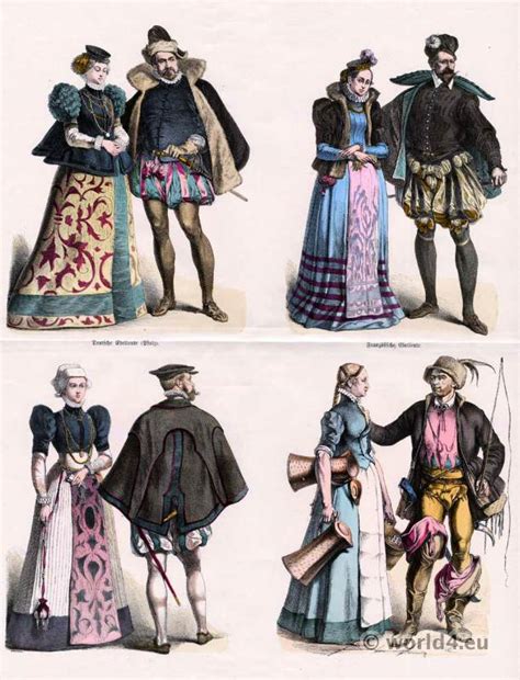 German and France renaissance costumes 1580.