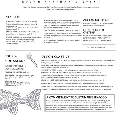 Devon Seafood & Steak Hershey, PA Menu (Updated: May 2024)