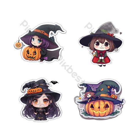 Halloween Sticker Vector Template Illustration Design PNG Images | AI ...