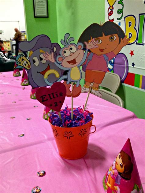 DIY Dora the Explorer centerpiece | Explorer birthday party, Dora the ...