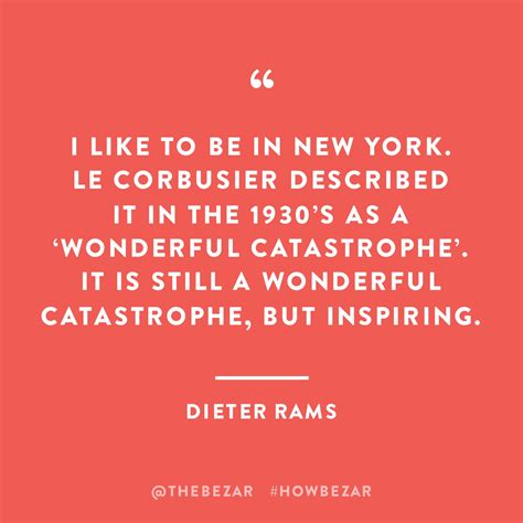 a red background with the quote, i like to be in new york le corbbusier ...