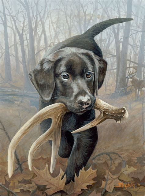 Finders Keepers-Black Lab Pup Original Acrylic Painting | Dog paintings, Hunting painting ...