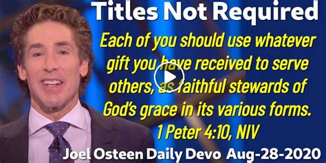 Joel Osteen (August-28-2020) Daily Devotion: Titles Not Required