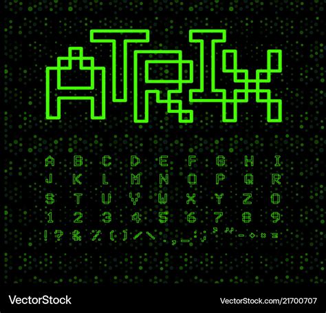 Matrix font geometrical lines green digital Vector Image