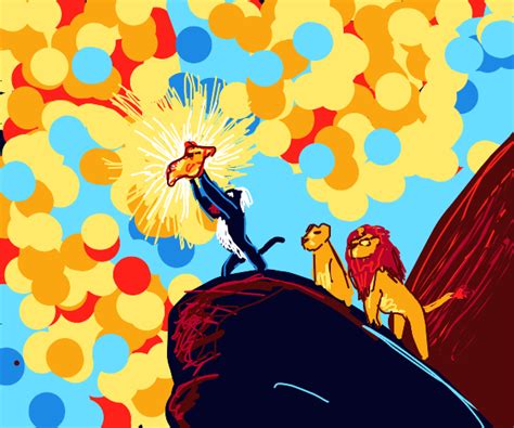 rafiki lifting simba but simba is a tiger cub - Drawception