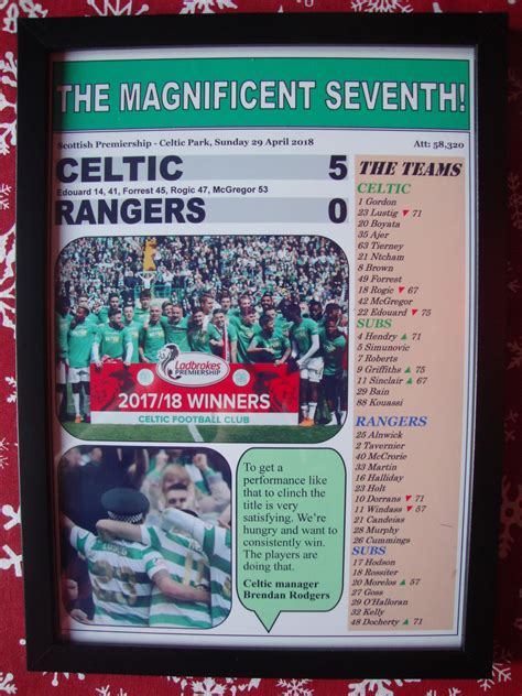 Celtic 5 Rangers 0 2018 Celtic Champions Souvenir Print - Etsy UK