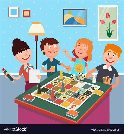 Kids Playing Board Games Clipart