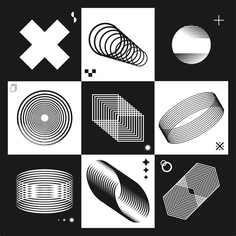 Set of abstract geometric shapes in black and white colors. Vector illustration. 21492913 Vector ...