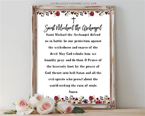 St. Michael the Archangel - Catholic/Christian Prayer in English and Latin, Digital Printable ...