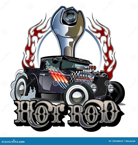 Cartoon Retro Hot Rod with Vintage Lettering Poster Stock Vector ...