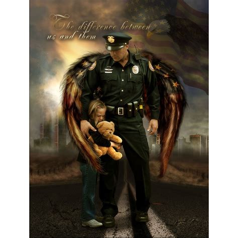 Police Officer with Wings Picture - No Greater Love Art