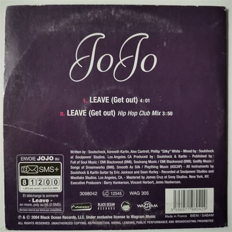 JoJo – Leave (Get Out) - CD 2 titres - Leave (Get Out) (Hip Hop Club ...