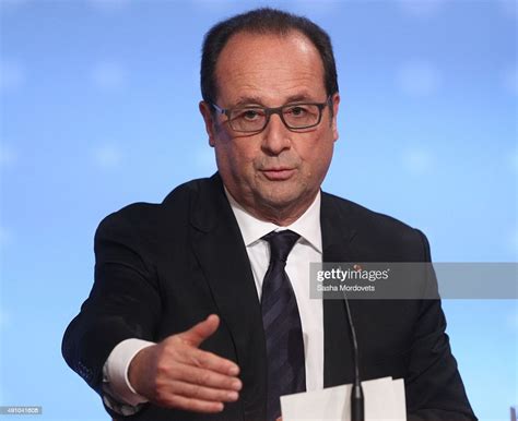 French President Francois Hollande speeches during press conference ...