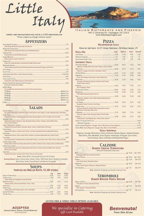 Menu | Little Italy Burlington