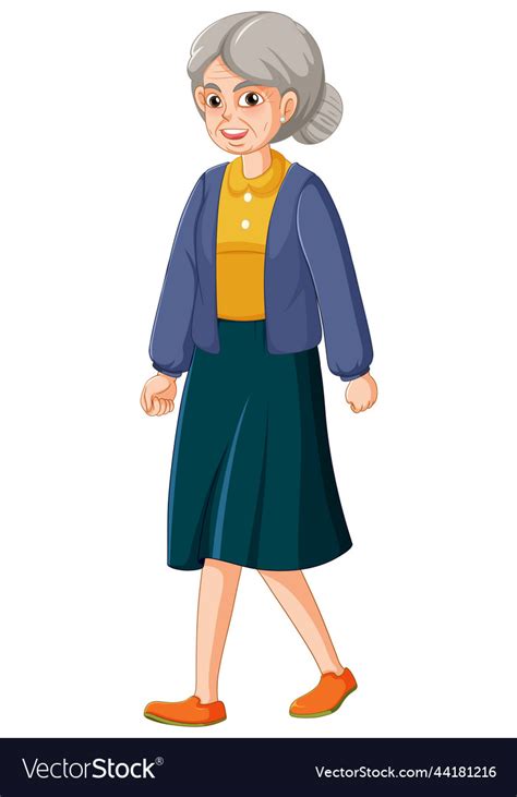 Grandmother cartoon character walking Royalty Free Vector