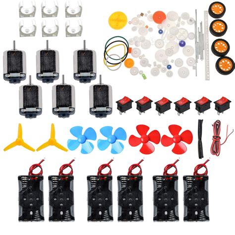 Dowonsol 6 Set Dc Motor Kit Homemade DIY Project Kits: DC Motors,Gears,propellers,AA Battery ...