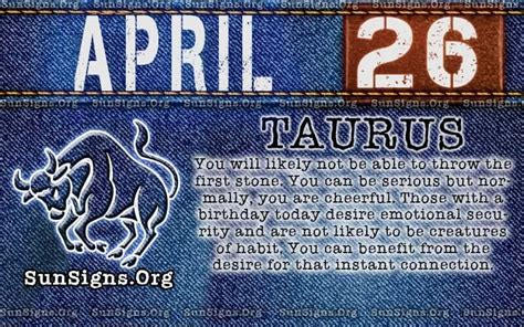 April 26 Zodiac Horoscope Birthday Personality - SunSigns.Org