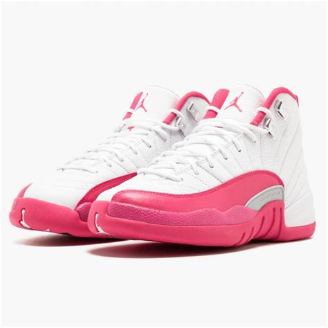 Air Jordan 12 Retro "Dynamic Pink" Womens AJ12 510815 109 White/Vivid Pink-Mtllc Silver Jordan ...